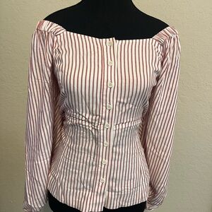 CAbi Orange Gray Fitted Button Down Shirt